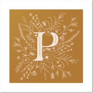 Botanical Letter P (Mustard Yellow) Posters and Art